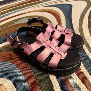 Dr. Martens Yelena Iced Metallic Platform Sandals Mallow Pink